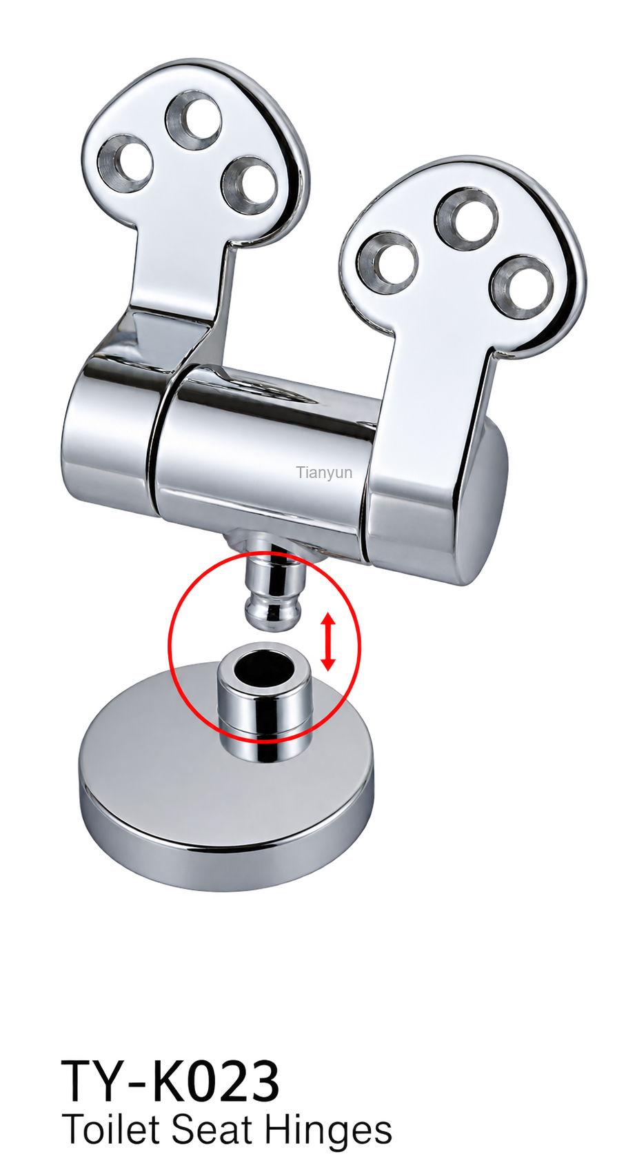 TY-K023 Chrome-Plated Zinc Alloy Quick-Release Soft-Close Barrel Hinges for Wooden and MDF Toilet Seats product view