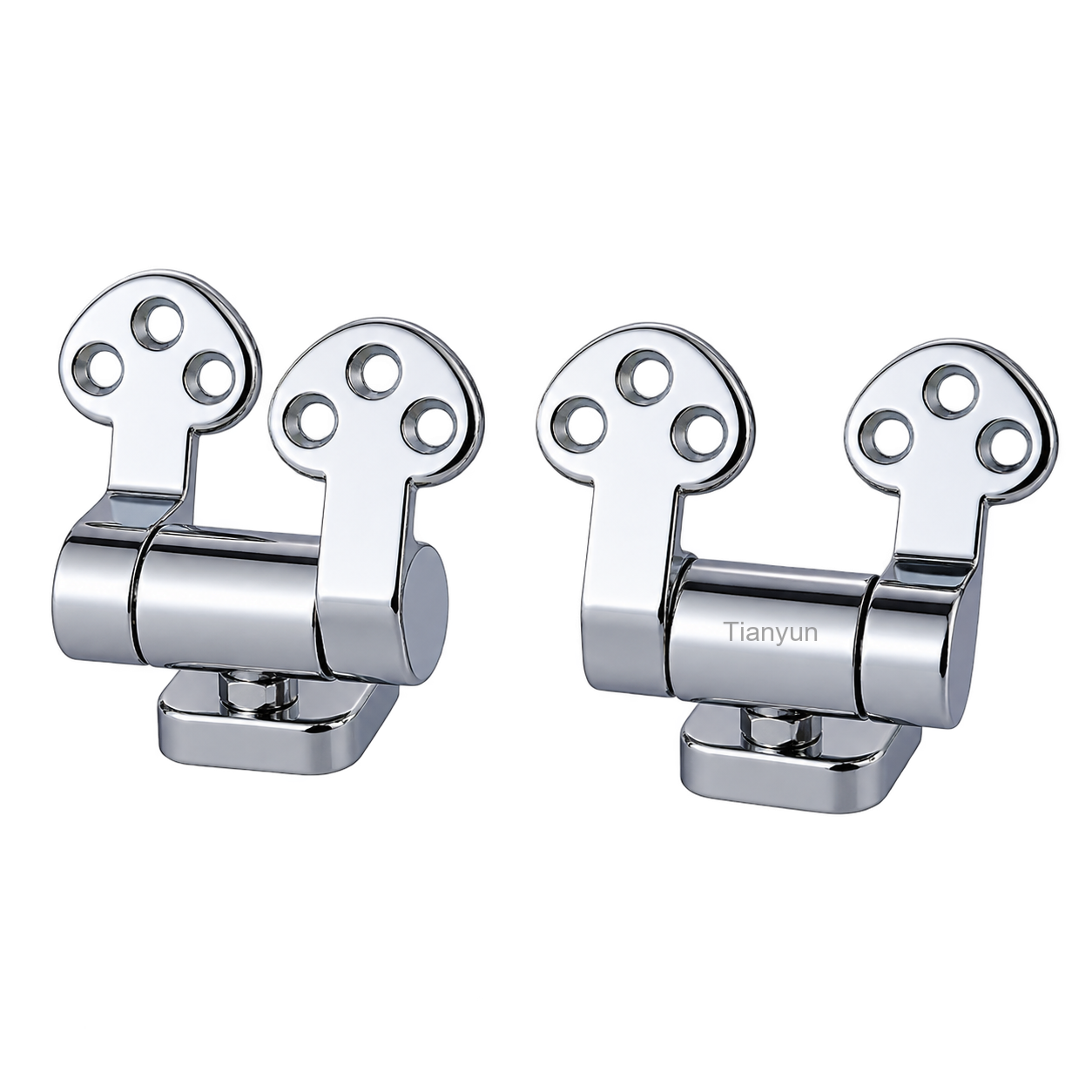 TY-S023 Chrome-Plated Adjustable Top-Fixing Zinc Alloy Soft-Close Hinges with Expansion Plugs for MDF, Wood, Bamboo and Resin Toilet Seats product view