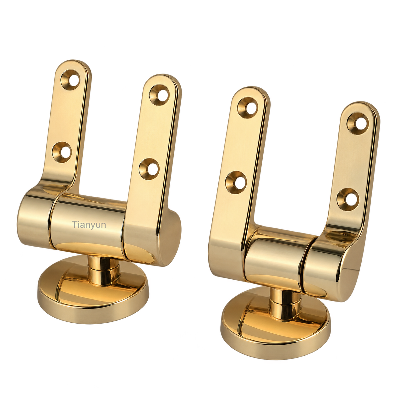 TY-P028GP Bright Gold Heavy-Duty Soft-Close Toilet Seat Hinges for MDF and Wooden Seats product view