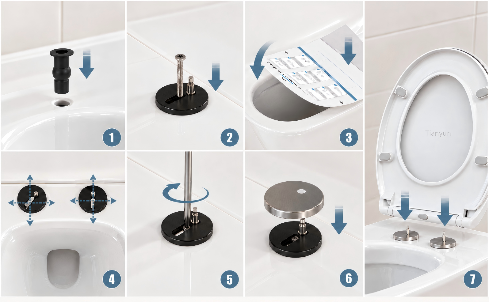 dry fitting a top fix toilet seat to check alignment before tightening the bolts