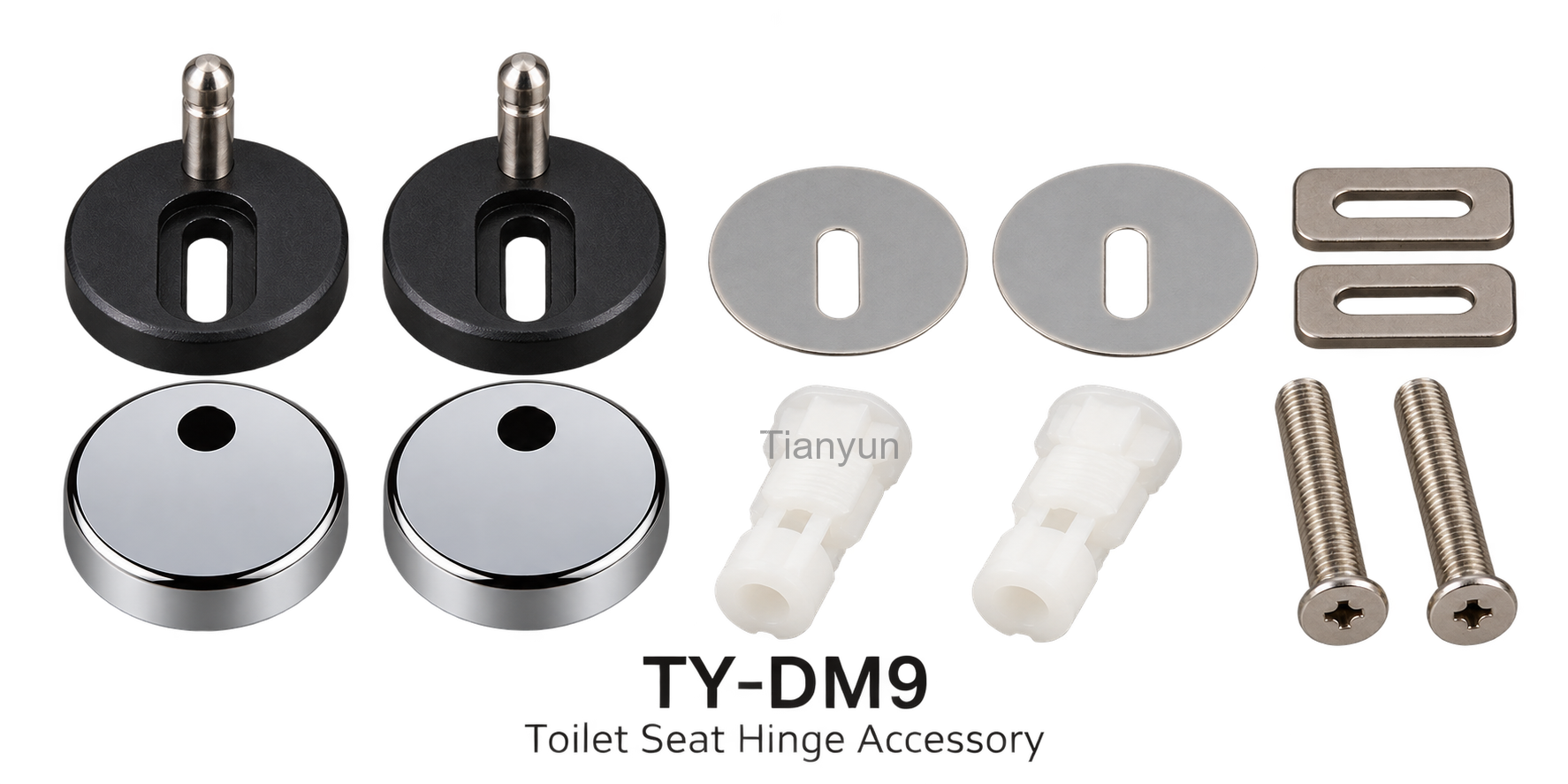 TY-P029D Brushed Stainless Steel Two-Button Quick Release Toilet Seat Hinges with Soft Close and Adjustable Top Fixing product view