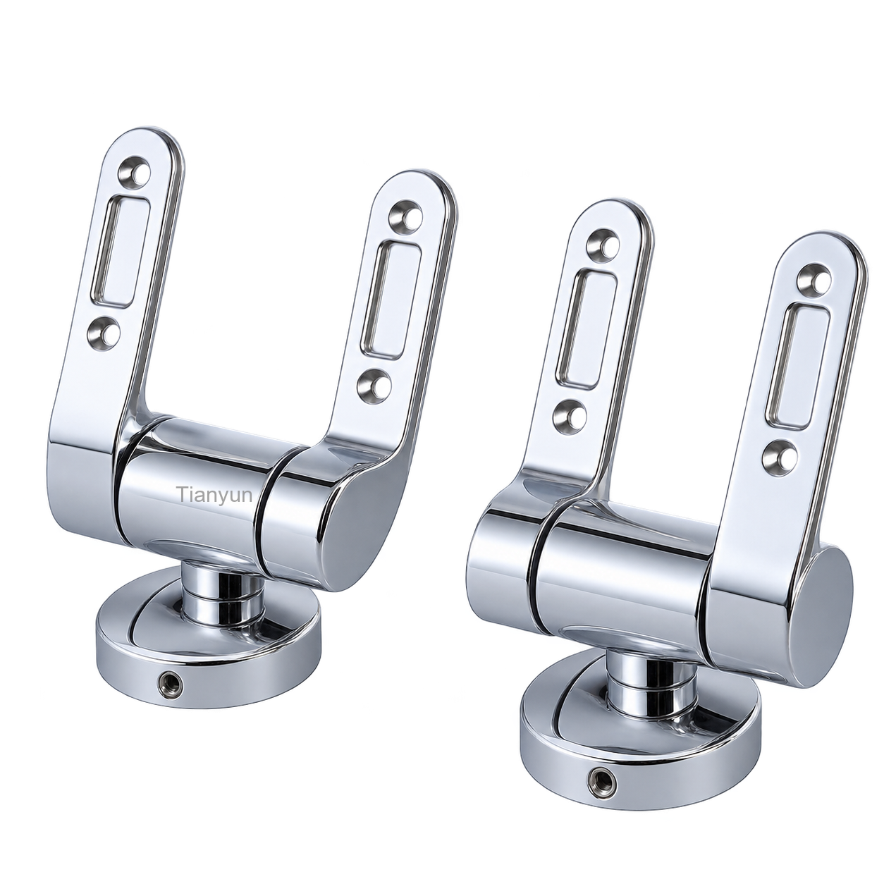 TY-A028 Zinc Alloy Toilet Seat Soft Close Hinges L-Key Quick Release Chrome Round Base product view