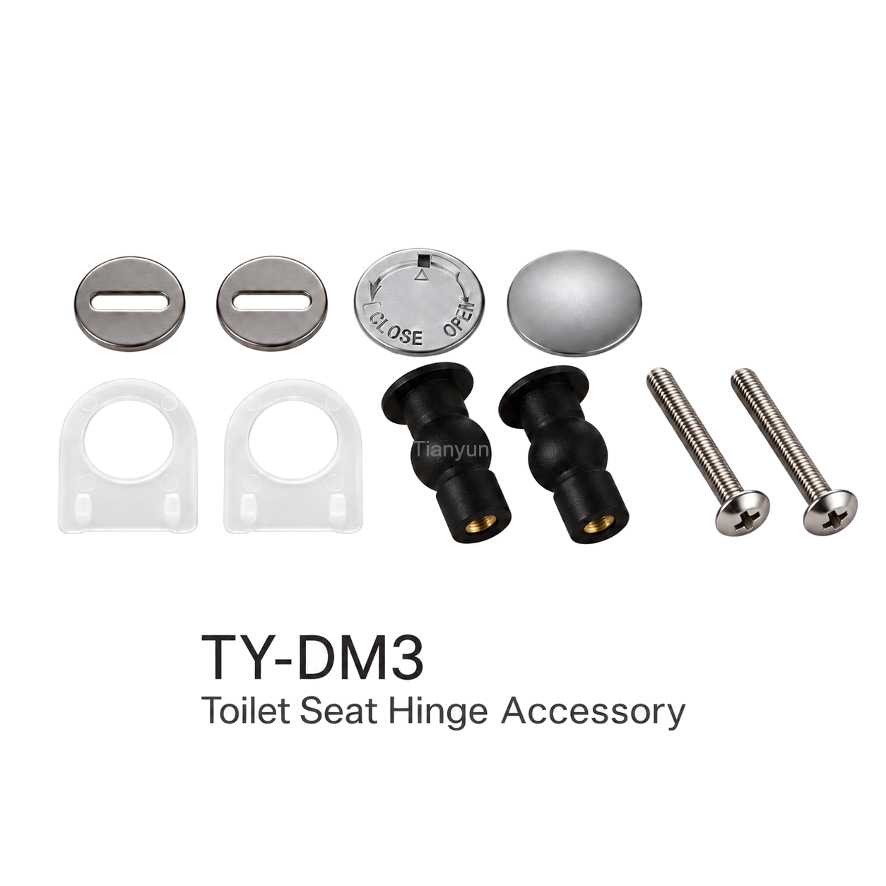 TY-S021 D-Shaped Base Zinc Alloy Soft-Closing Hinge for Wood and MDF Toilet Seats product view