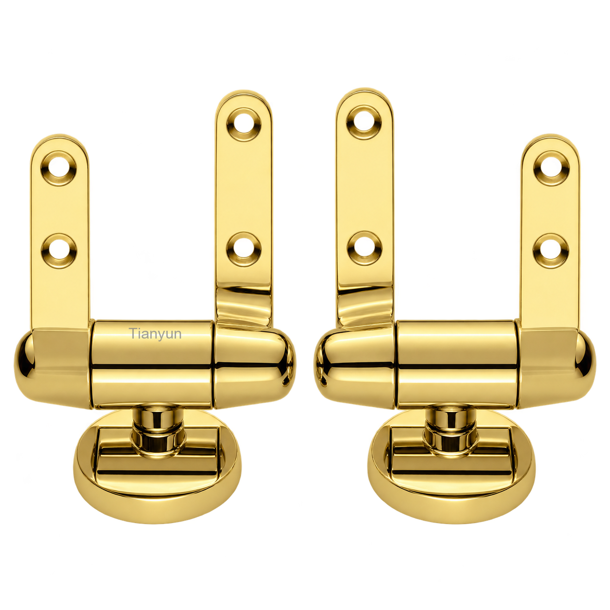 TY-P022GP Brushed Gold Zinc Alloy Soft-Close Hinges for Wooden Toilet Seats, Secure Metal Construction and Bottom Fixing product view