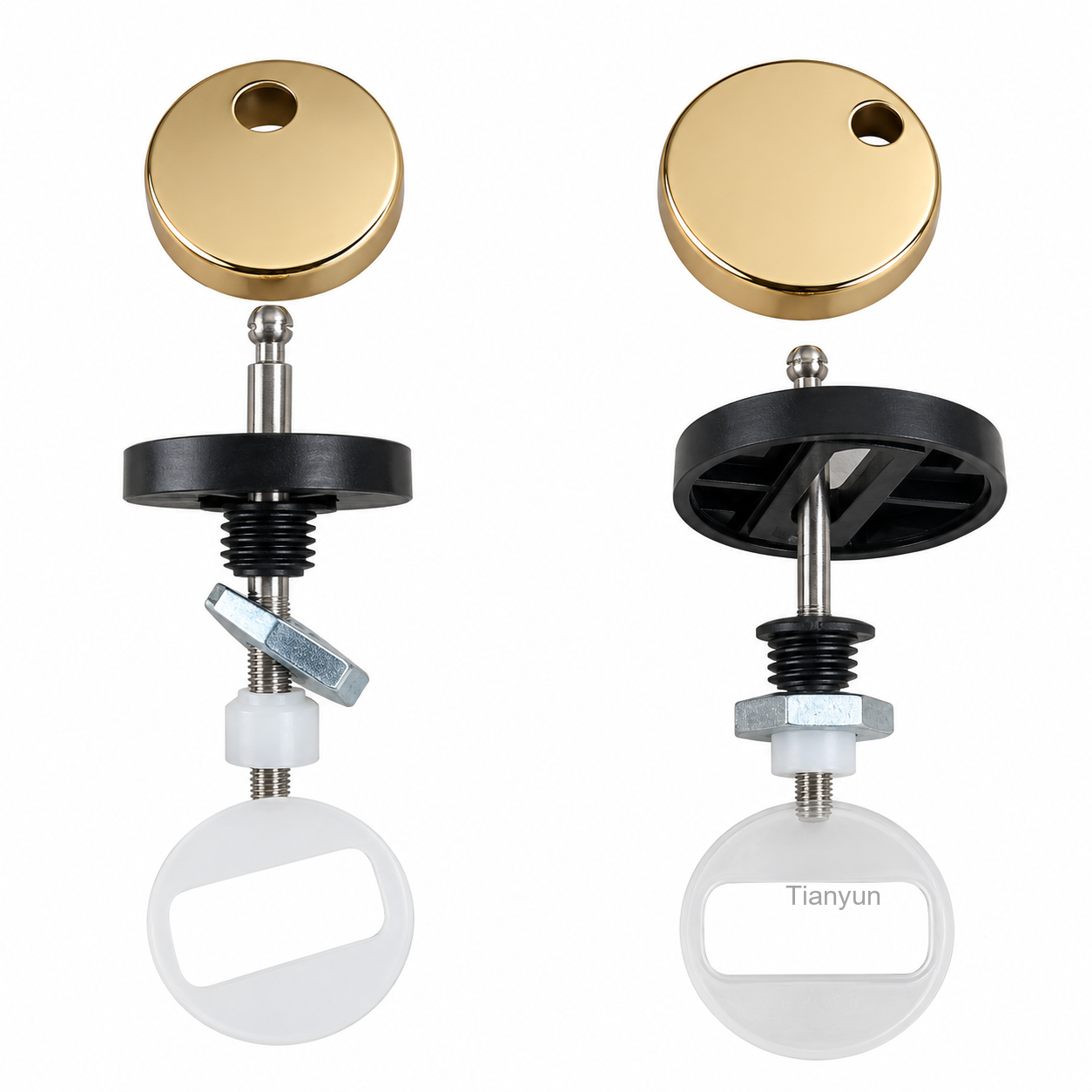 130mm Gold One-Button Quick Release Soft Close Toilet Seat Hinge for Heavy Wooden and MDF Seats product view