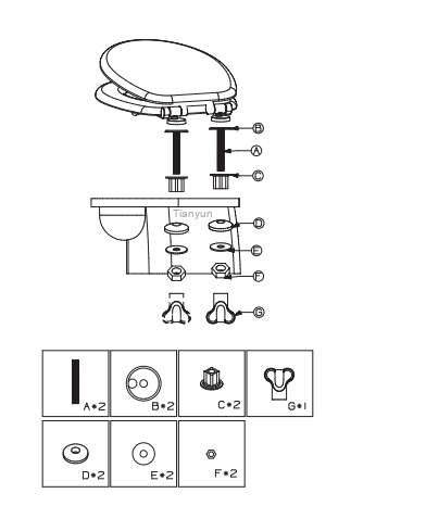 TY-P021 Multi-Hole Zinc Alloy Soft-Closing Hinge for Wood and MDF Toilet Seats product view