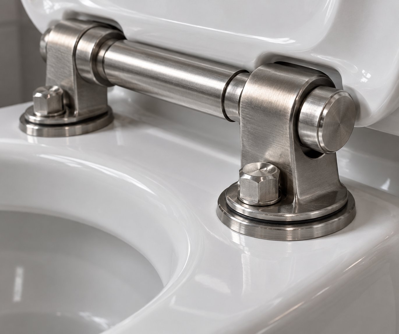 heavy duty stainless steel toilet seat hinge and mounting hardware designed for higher weight capacities