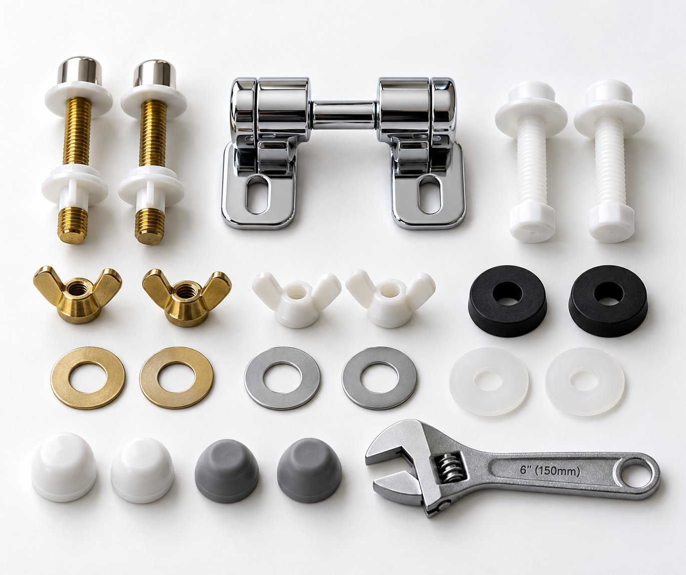 essential toilet seat replacement parts including bolts hinges bumpers washers and mounting hardware