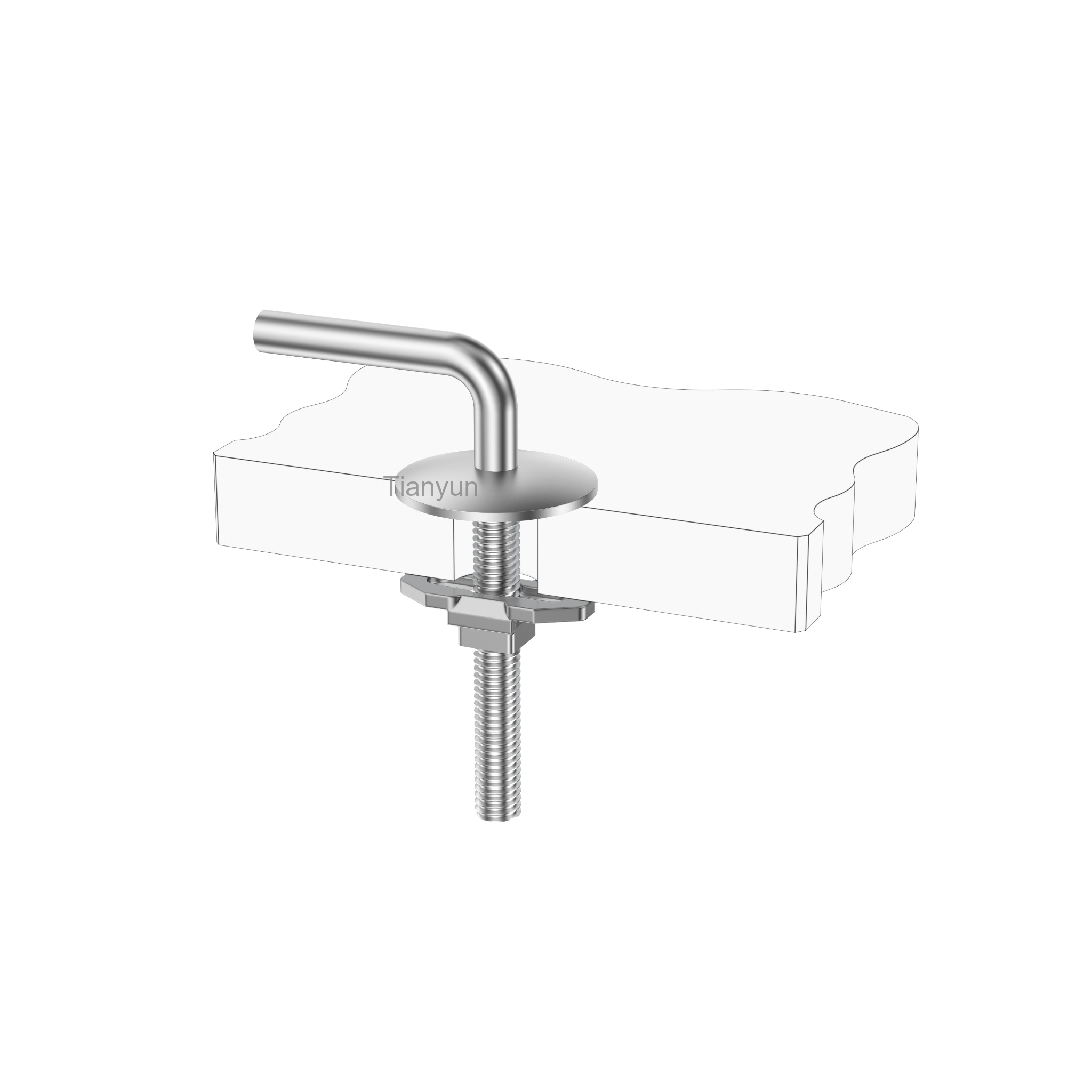 Fixed-Base Toilet Seat Hinge with Boat-Shaped Top Lock for Conventional WC Seat Production product view