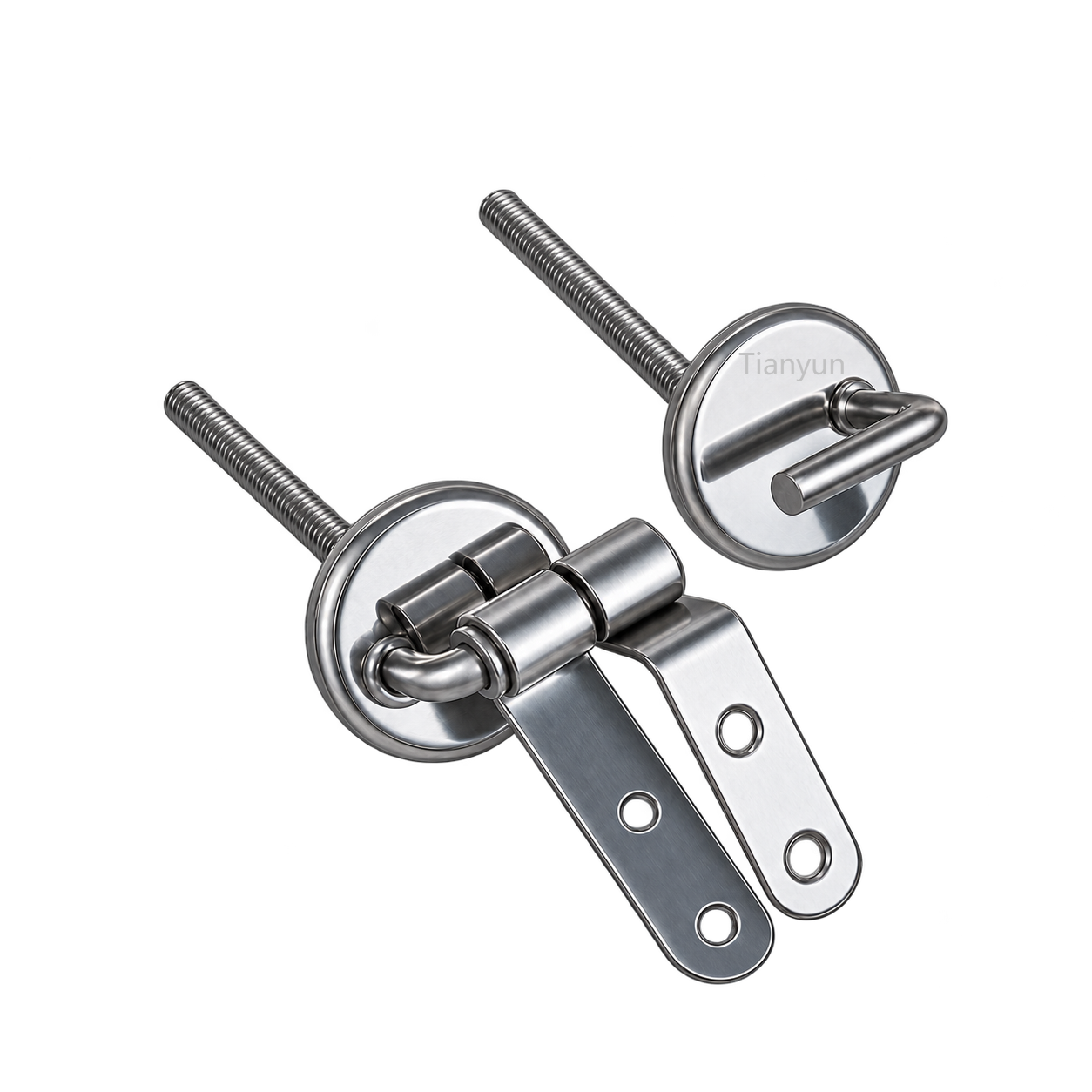 TY-P807 Bottom-Fix Stainless Steel Toilet Seat Hinges with Round Bases, Mounting Hardware, OEM/ODM product view