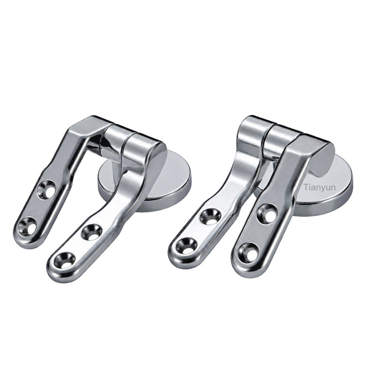 TY-P804 Heavy-Duty Metal Toilet Seat Hinges with Fixed Round Bases and Bottle-Shaped Leaves product view